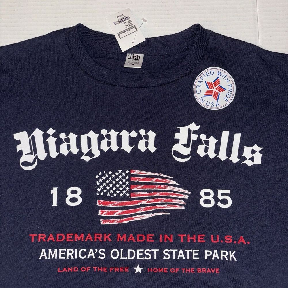 NWT Niagara‎ Falls New York State Park T-Shirt Medium Made In USA American Flag
